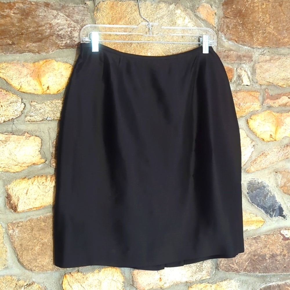 Kasper black silk pencil skirt